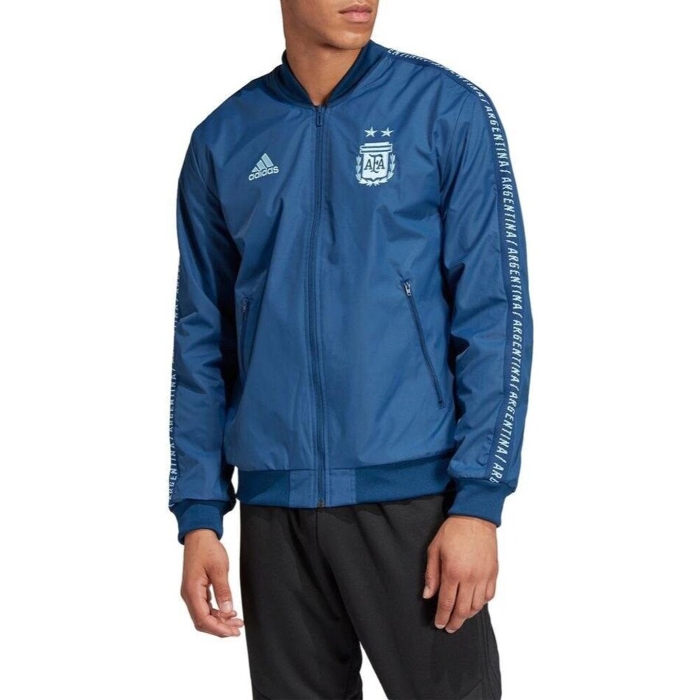 Adidas Vintage Very Rare Anthem Argentina Woven Nylon Glanz Jacket Navy Blue S